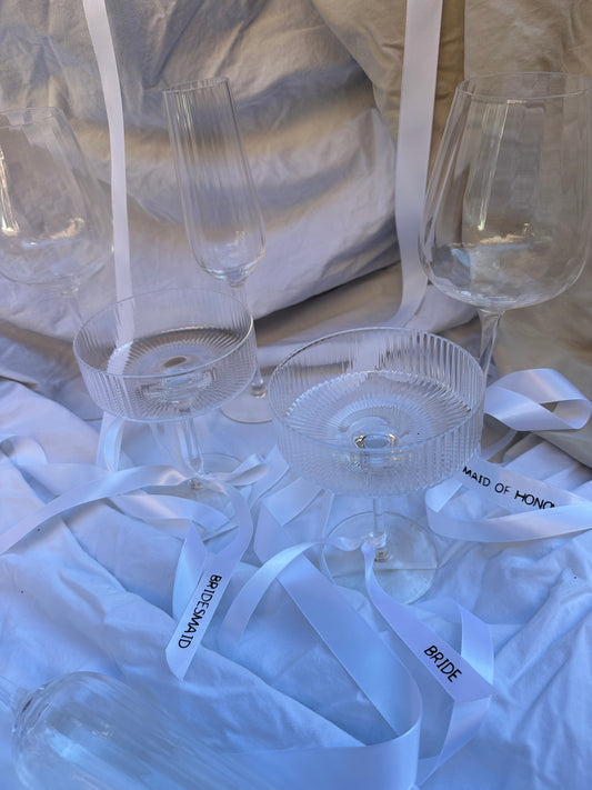 Personalised 15cm Long Ribbon for Glassware – Custom Colour & Font