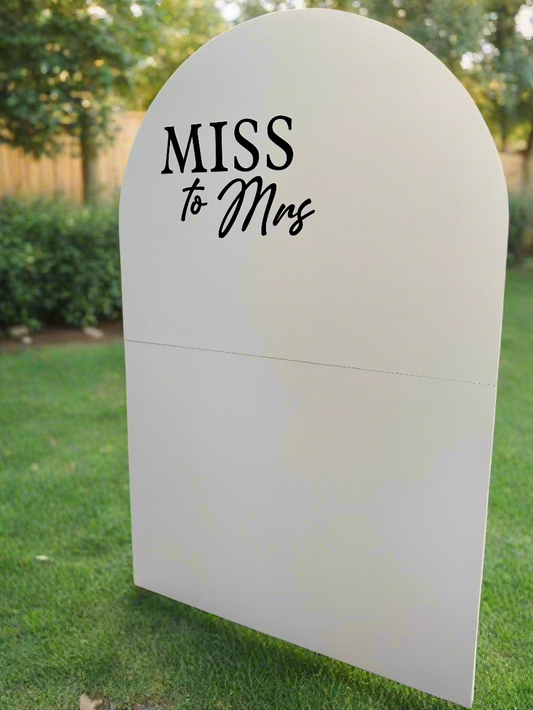 FOR HIRE - “Miss to Mrs” White Backdrop Event Board – Large