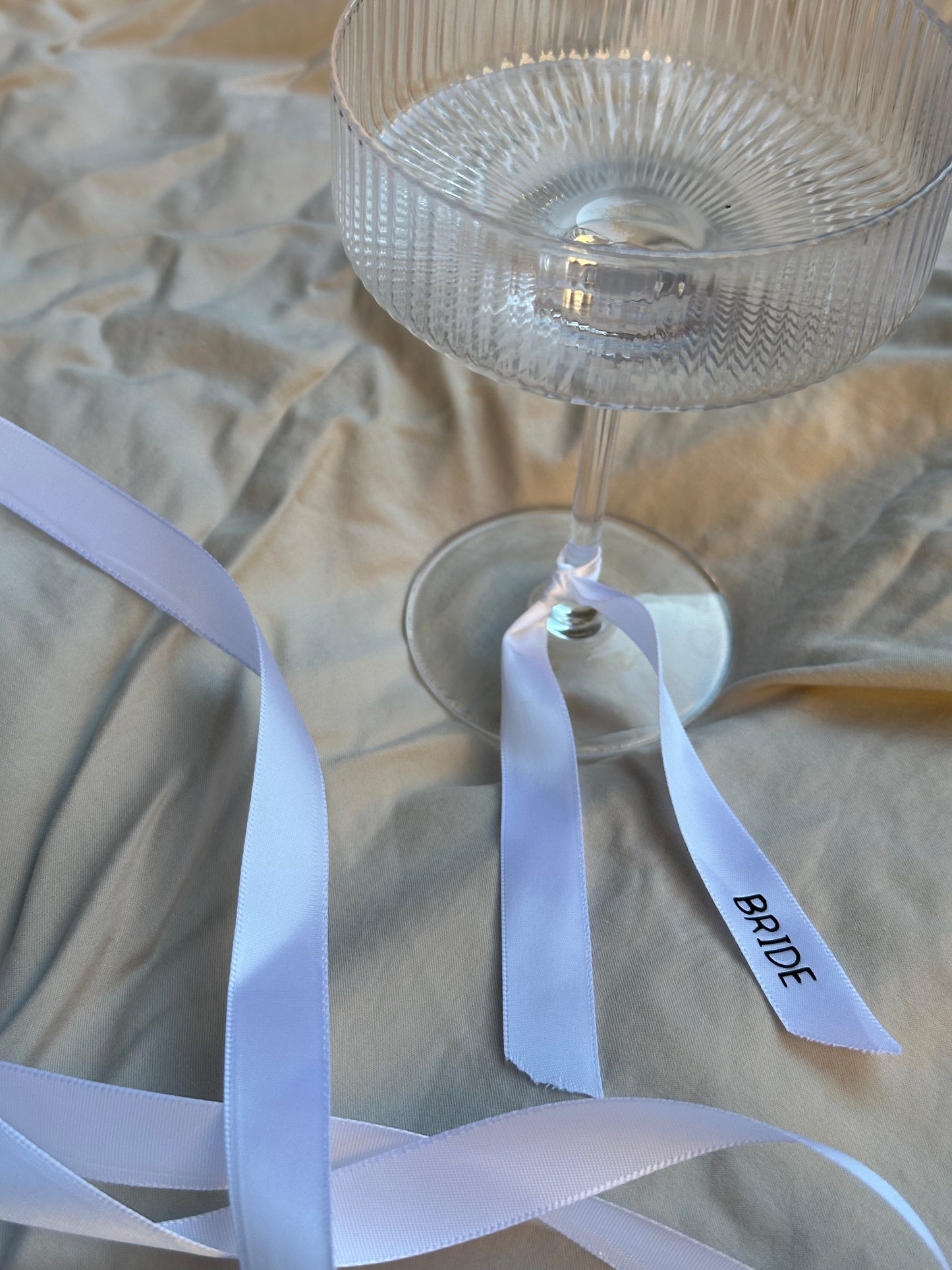 Personalised 15cm Long Ribbon for Glassware – Custom Colour & Font