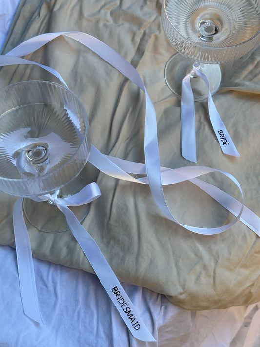 Personalised 30cm Long Ribbon for Glassware – Custom Colour & Font