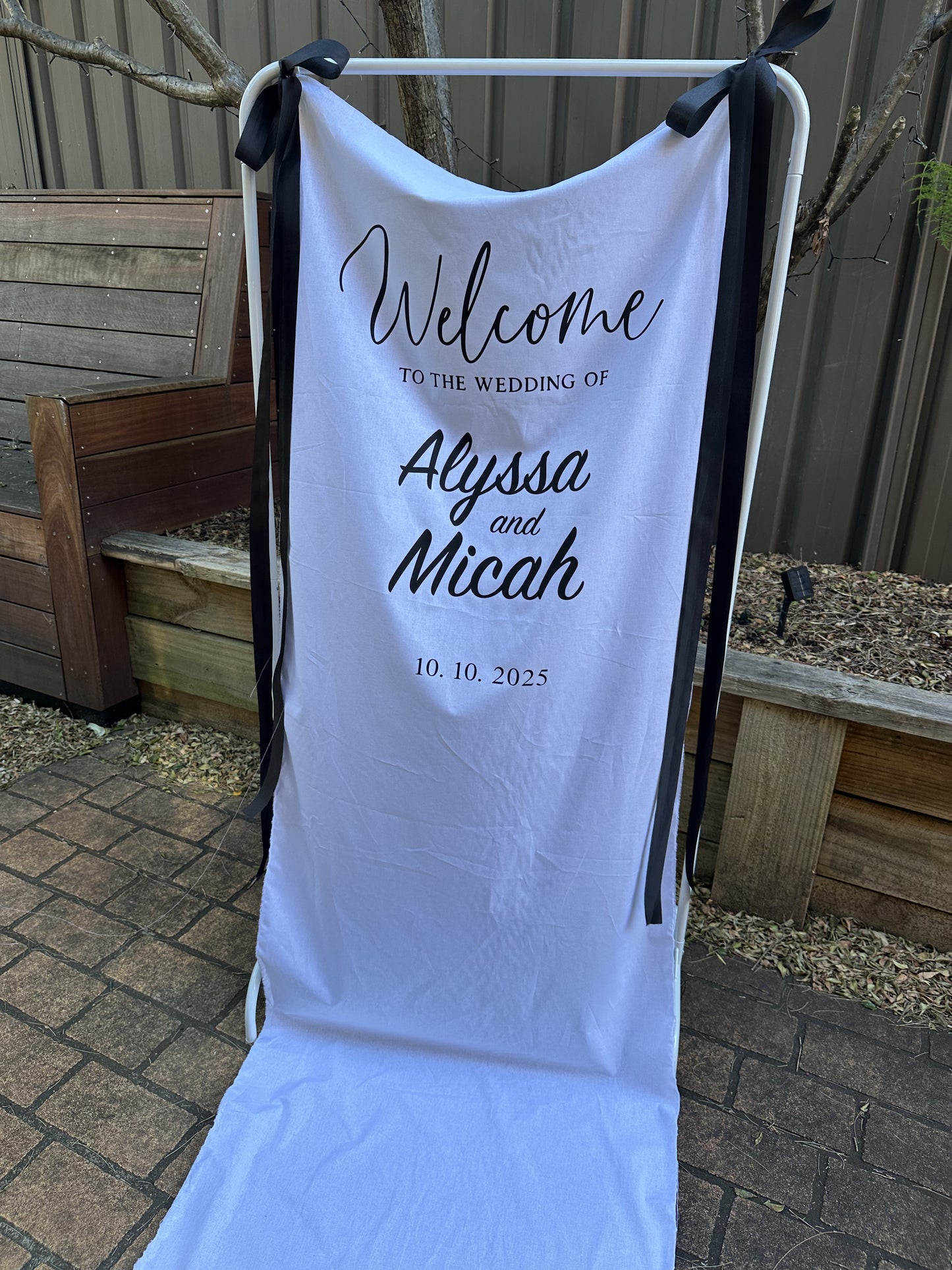 Personalised Fabric Welcome Sign – Custom Event Banner with Ribbon