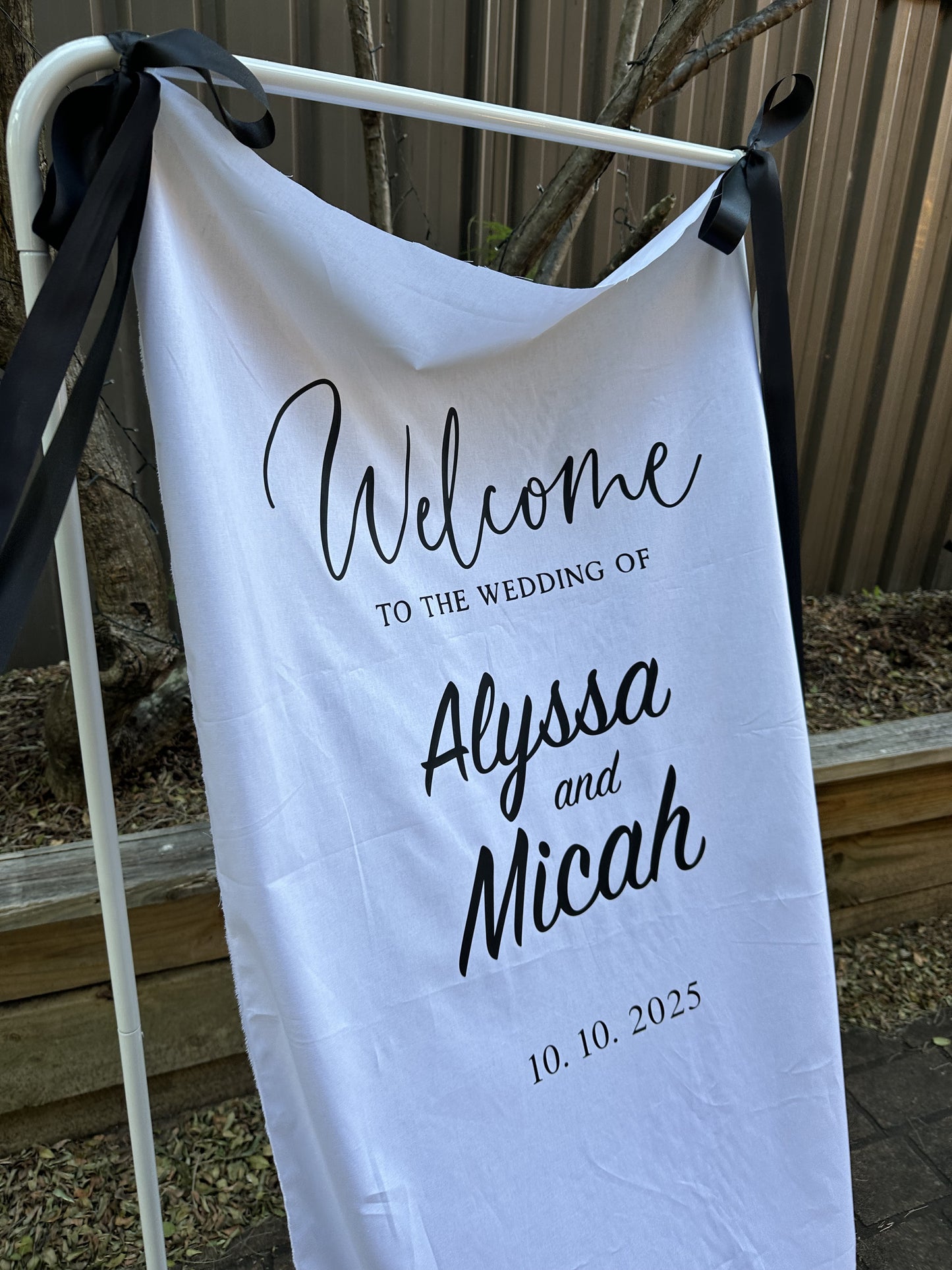 Personalised Fabric Welcome Sign – Custom Event Banner with Ribbon