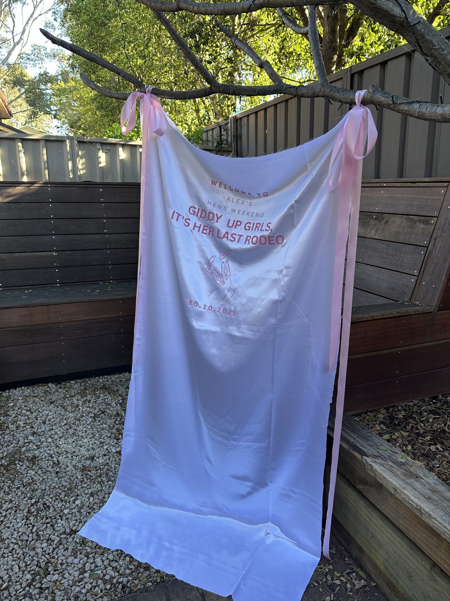 Personalised Fabric Welcome Sign – Custom Event Banner with Ribbon