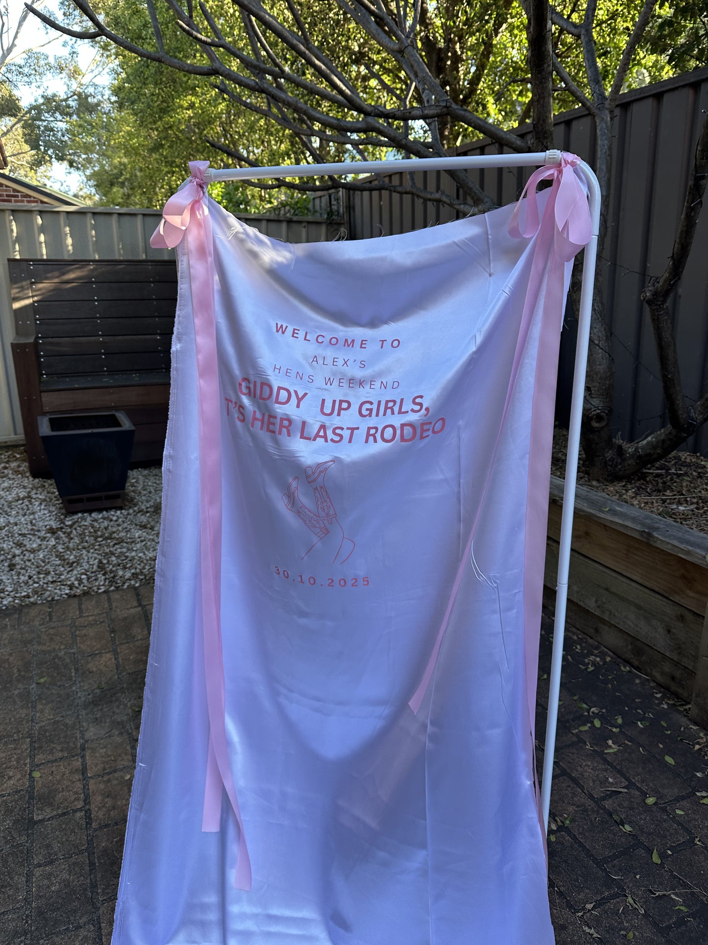 Personalised Fabric Welcome Sign – Custom Event Banner with Ribbon