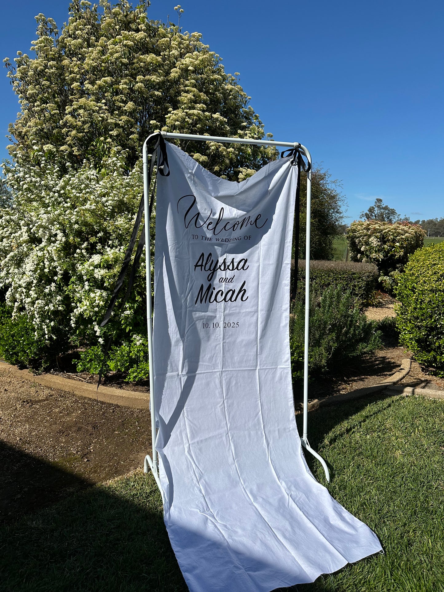 Personalised Fabric Welcome Sign – Custom Event Banner with Ribbon